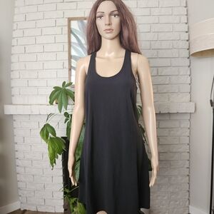 Athleta Black Sleeveless Athletic Dress Midi Scoopneck